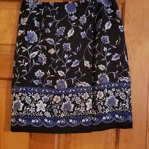 Black skirt floral blue pattern